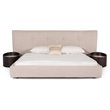 Pemberly Row Modern King Fabric Bed Upholstered in Beige Cotton & Polyester