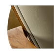 Pemberly Row Modern Faux Leather Dining Armchair in Taupe and Walnut