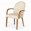 Pemberly Row Modern Faux Leather Dining Armchair in Taupe and Walnut