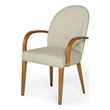 Pemberly Row Modern Faux Leather Dining Armchair in Taupe and Walnut