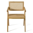 Pemberly Row Modern Rattan Dining Armchair Natural Ash Wood 31