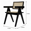 Pemberly Row Modern Rattan Dining Armchair Wenge Dark Wood 31