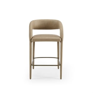 Pemberly Row Faerron Upholstered Tan Counter Chair with Iron Frame
