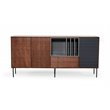 Pemberly Row 3-Door Buffet with Walnut Veneer & Charcoal Gray Accents