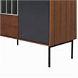 Pemberly Row 3-Door Buffet with Walnut Veneer & Charcoal Gray Accents