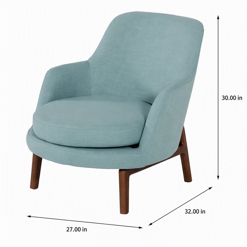 Pemberly Row Mid-Century Accent Chair in Mint Green Fabric & Ash Wood