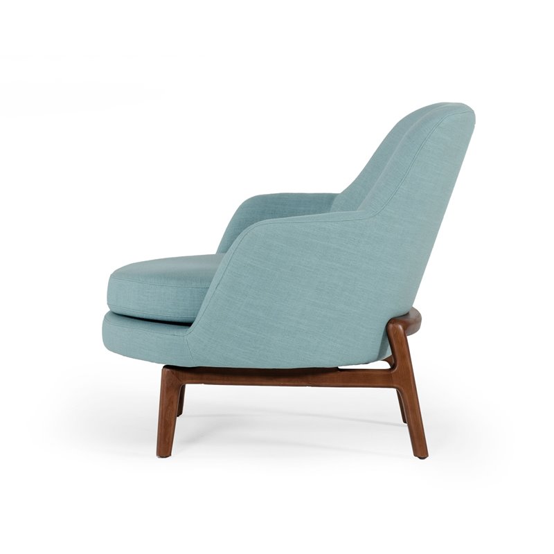 Pemberly Row Mid-Century Accent Chair in Mint Green Fabric & Ash Wood