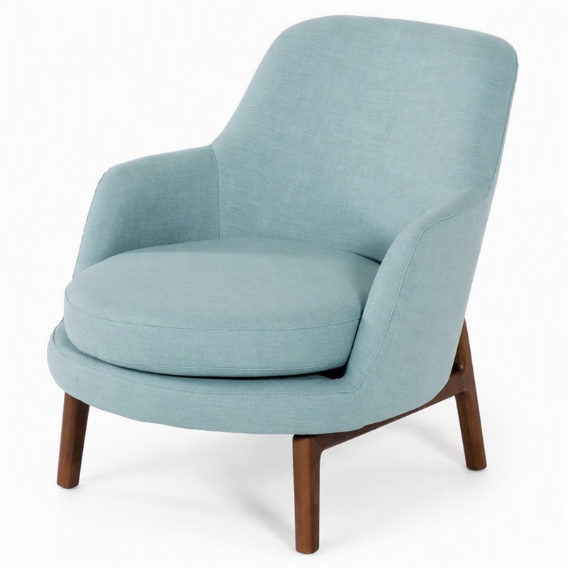 Pemberly Row Mid-Century Accent Chair in Mint Green Fabric & Ash Wood
