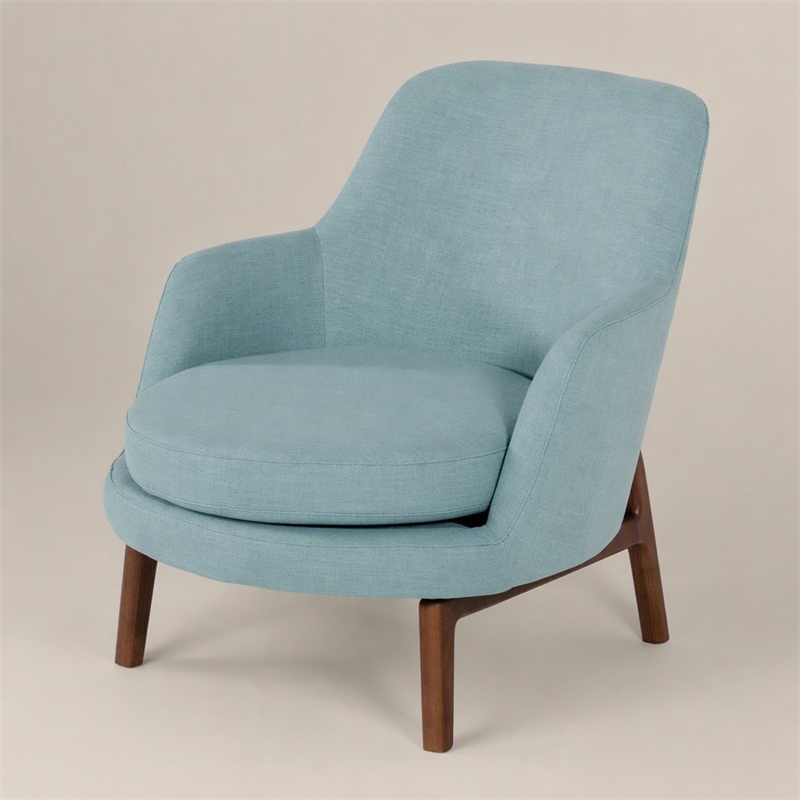 Pemberly Row Mid-Century Accent Chair in Mint Green Fabric & Ash Wood