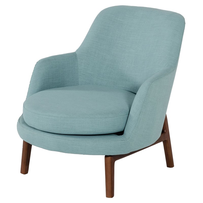 Pemberly Row Mid-Century Accent Chair in Mint Green Fabric & Ash Wood