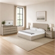 Pemberly Row Contemporary Queen Bed in Grey Wood Veneer with Panel Headboard
