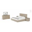 Pemberly Row Contemporary Queen Bed in Grey Wood Veneer with Panel Headboard