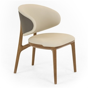 Pemberly Row Chance Contemporary Dining Chair in Cream Faux Leather