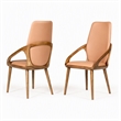 Pemberly Row Modern Wood & Faux Leather Dining Chairs in Brown/Walnut Set of 2