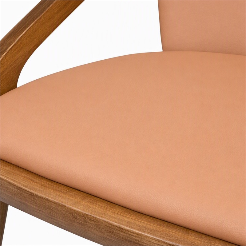 Pemberly Row Modern Wood & Faux Leather Dining Chairs in Brown/Walnut Set of 2