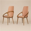 Pemberly Row Modern Wood & Faux Leather Dining Chairs in Brown/Walnut Set of 2