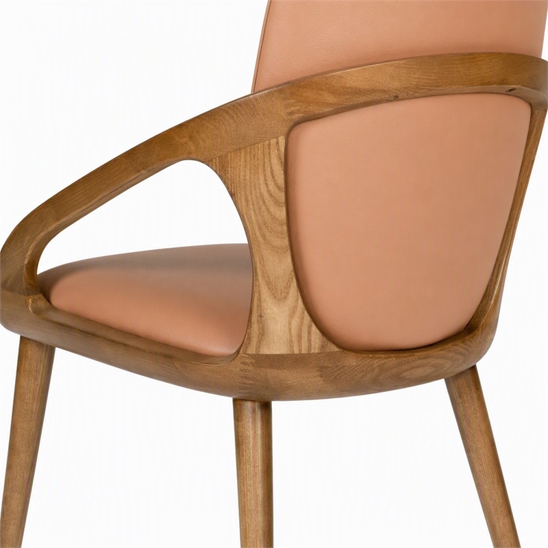 Pemberly Row Modern Wood & Faux Leather Dining Chairs in Brown/Walnut Set of 2