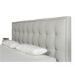 Pemberly Row Gray Leather Upholstered Eastern King Bed with Tufted Headboard