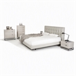 Pemberly Row Gray Leather Upholstered Eastern King Bed with Tufted Headboard