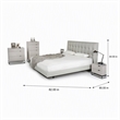 Pemberly Row Gray Leather Upholstered Eastern King Bed with Tufted Headboard