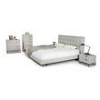 Pemberly Row Gray Leather Upholstered Eastern King Bed with Tufted Headboard