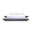 Pemberly Row Eastern King Platform Bed with Wenge Veneer and White Leather