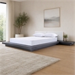 Pemberly Row Eastern King Platform Bed with Wenge Veneer and White Leather