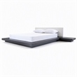 Pemberly Row Eastern King Platform Bed with Wenge Veneer and White Leather