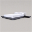 Pemberly Row Eastern King Platform Bed with Wenge Veneer and White Leather