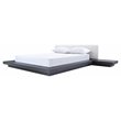 Pemberly Row Eastern King Platform Bed with Wenge Veneer and White Leather