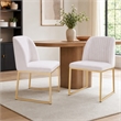 Pemberly Row Faux Leather Sherpa Dining Chairs in White & Gold (Set of 2)