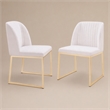 Pemberly Row Faux Leather Sherpa Dining Chairs in White & Gold (Set of 2)