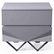 Pemberly Row Modern Nightstand with 2 Drawers & Gun Chrome Legs in Gray/Black