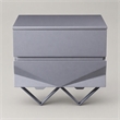Pemberly Row Modern Nightstand with 2 Drawers & Gun Chrome Legs in Gray/Black