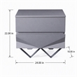 Pemberly Row Modern Nightstand with 2 Drawers & Gun Chrome Legs in Gray/Black