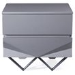 Pemberly Row Modern Nightstand with 2 Drawers & Gun Chrome Legs in Gray/Black