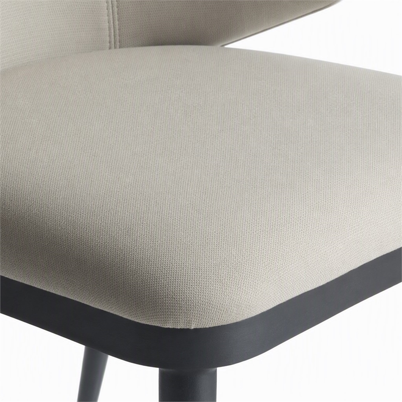 Pemberly Row Modern Faux Leather Dining Armchair in Beige and Black