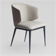 Pemberly Row Modern Faux Leather Dining Armchair in Beige and Black