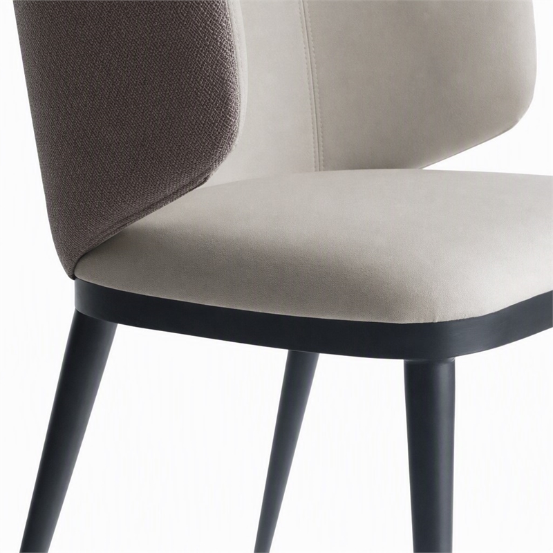 Pemberly Row Modern Faux Leather Dining Armchair in Beige and Black