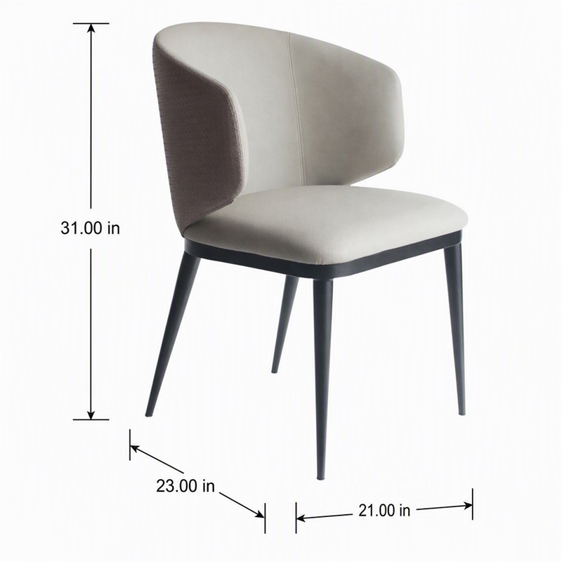 Pemberly Row Modern Faux Leather Dining Armchair in Beige and Black