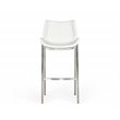 Pemberly Row Set of 2 Leatherette Saddle Bar Stools in White with Steel Frame