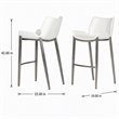 Pemberly Row Set of 2 Leatherette Saddle Bar Stools in White with Steel Frame
