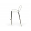 Pemberly Row Set of 2 Leatherette Saddle Bar Stools in White with Steel Frame