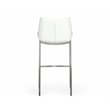 Pemberly Row Set of 2 Leatherette Saddle Bar Stools in White with Steel Frame