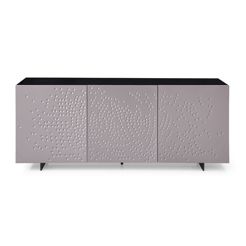 Pemberly Row 3-Door Wood Veneer Buffet in Gray Finish with Adjustable Shelves