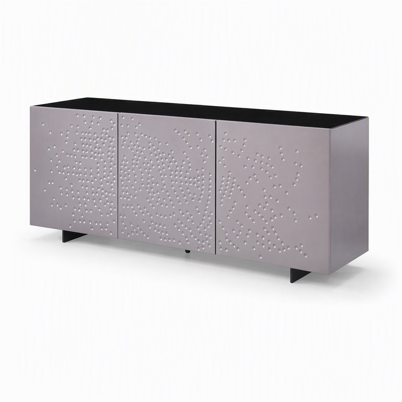 Pemberly Row 3-Door Wood Veneer Buffet in Gray Finish with Adjustable Shelves