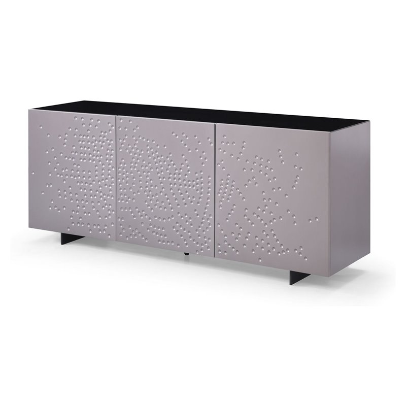 Pemberly Row 3-Door Wood Veneer Buffet in Gray Finish with Adjustable Shelves