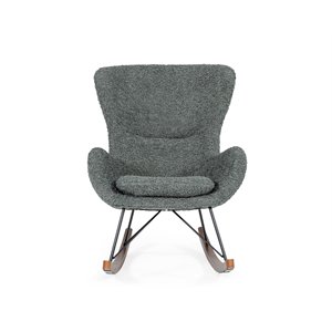 Pemberly Row Modern Fabric Rocking Chair with Walnut Rails in Gray