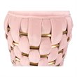 Pemberly Row Pink Velvet Ottoman w/ Gold Metal Details and Woven Accent