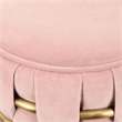 Pemberly Row Pink Velvet Ottoman w/ Gold Metal Details and Woven Accent